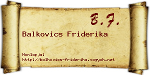 Balkovics Friderika névjegykártya